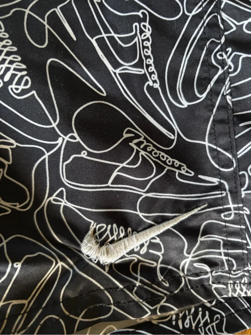 Kids Nike Black Shoe-Print Swim Shorts